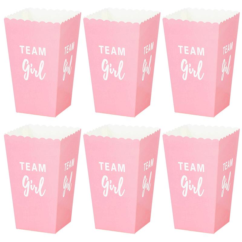 6/12Pcs Gender Reveal Party Popcorn Box Team Boy Team Girl Decorations Baby Gender Reveal Supplies Candy Gift Box Baby Shower
