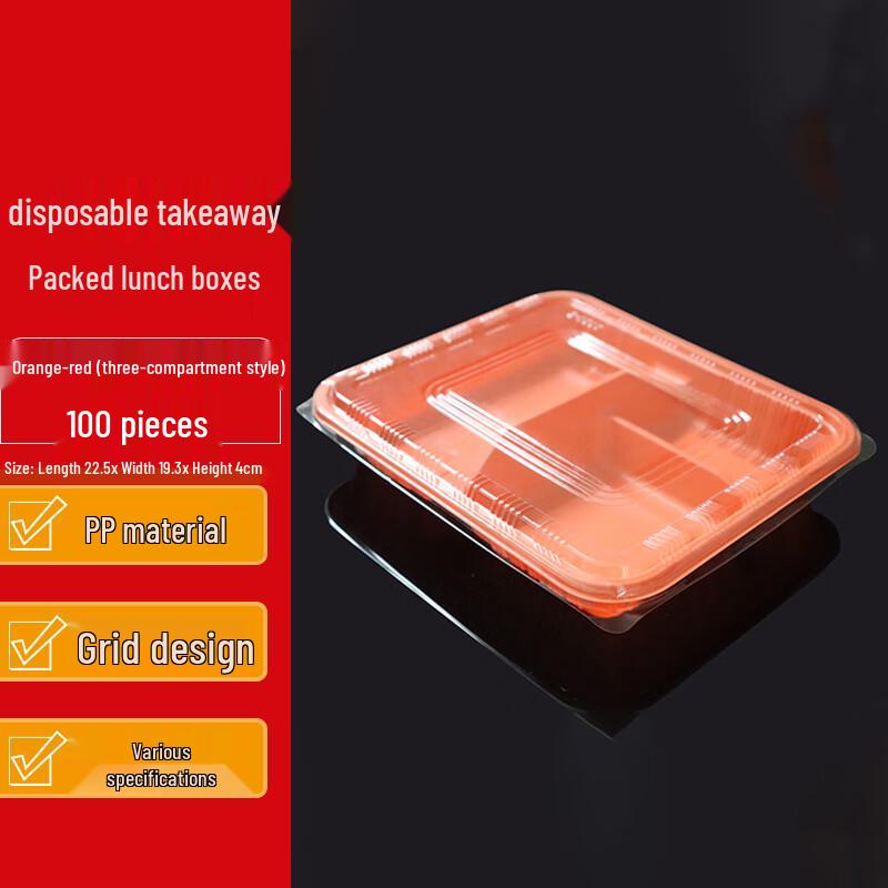 Homeglen Einweg-Rechteckige Lunchboxen mit Fächern und Deckeln