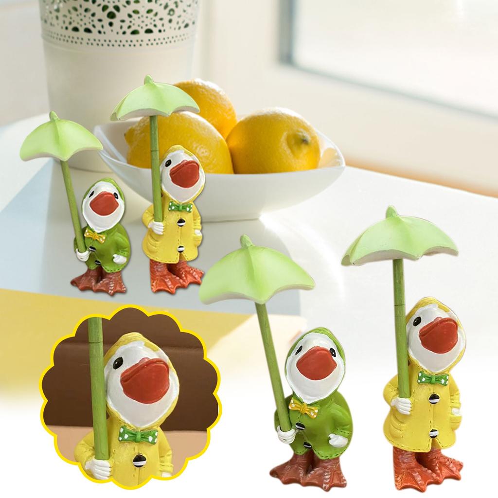 Garden Decoration, A Pair Of Ducks, 12 Cm High, With Detachable Umbrella 5ML