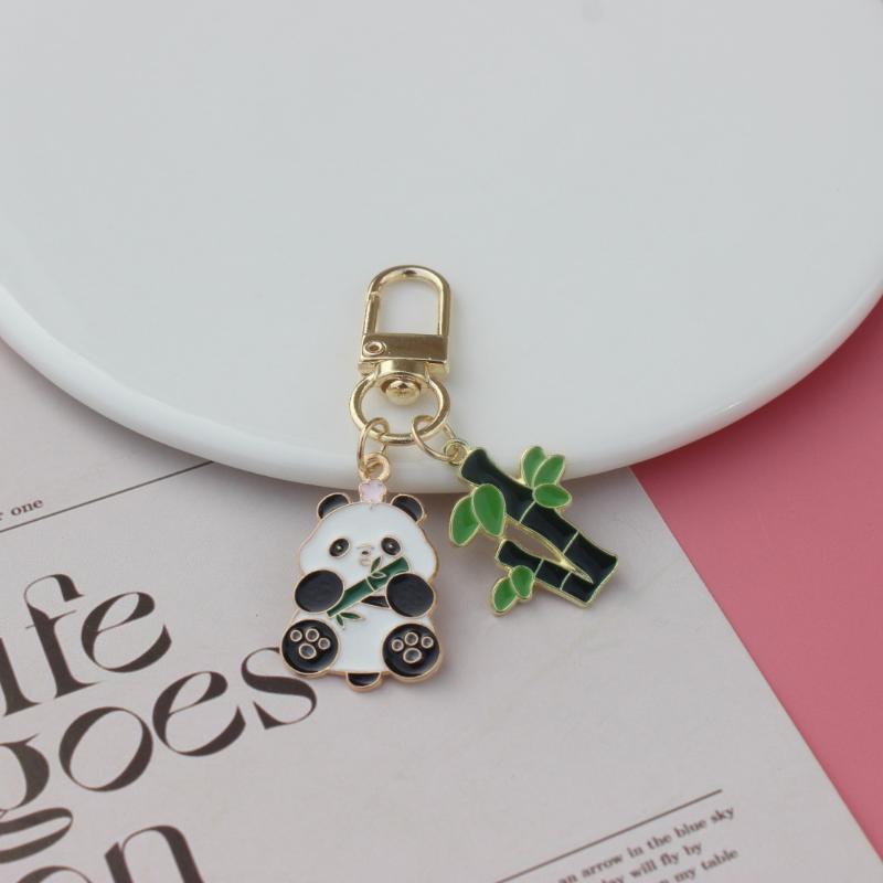 Cute Panda Keychain Metal Cartoon Style Bag Pendant for Collectible Souvenir