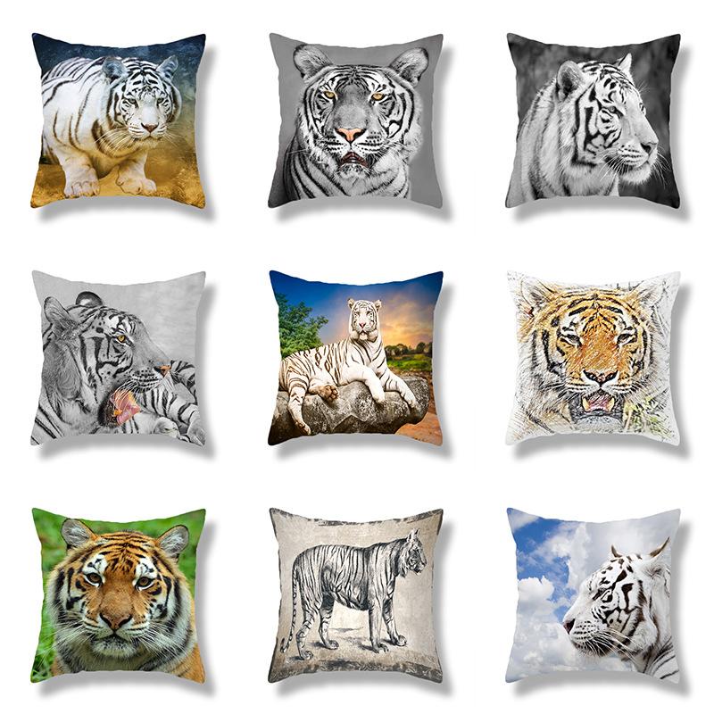 Home Decor Wildlife Pillowcase Decorative Tiger Pattern Print Pillowcase Car Sofa Home Cushion Cover