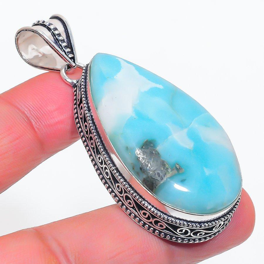 

Natural Republic Larimar Gemstone 925 Sterling Silver Jewelry Pendant 2.36 s0i13