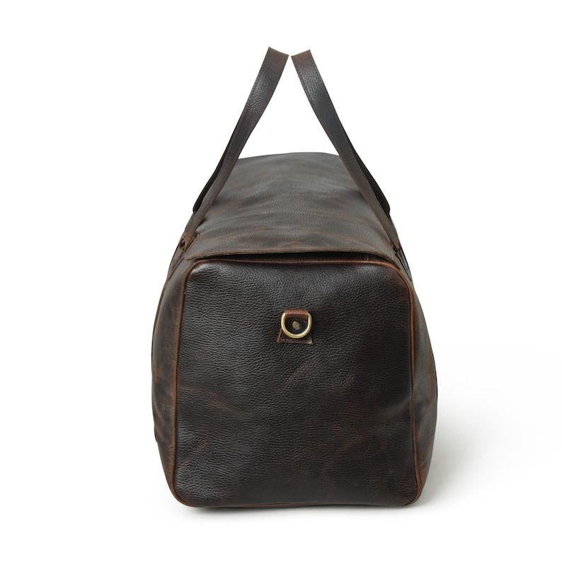 Personalized Full Grain Leather Duffle Bag: Burgundy Monogrammed Weekender