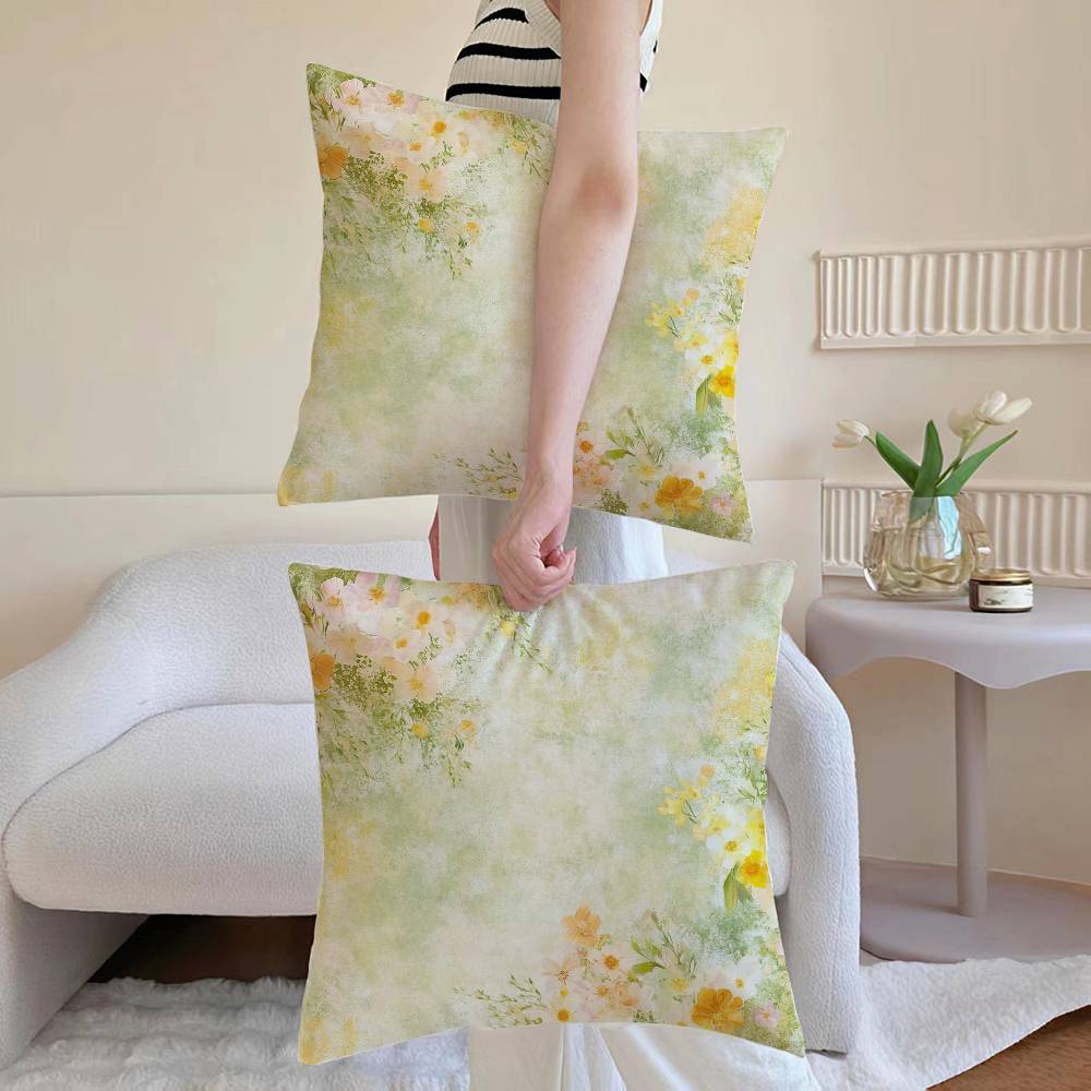 French Flower Pillow Case Anti-dustmite Pillowcase Invisible zipper silky Sofa cushion cover