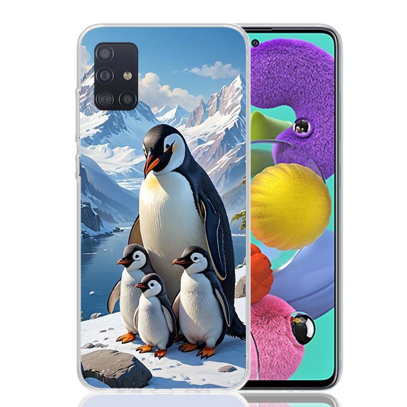 Penguins Love At The North Pole Phone Case For Samsung Galaxy A52 A32 A22 A12 A02S A50S A30S A51 A31 AA71 Note 20 Ultra 10 S10 P