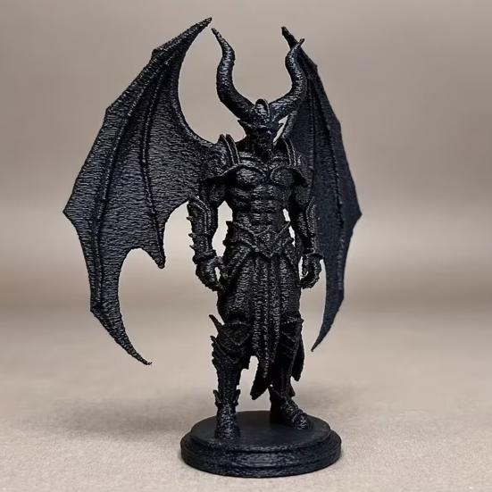 Demon Angel Statue with Armor And Wings, 3D Printed Gothic Sculpture for Desk Shelf, Dark Fantasy Home Decor, Halloween Gift for Men