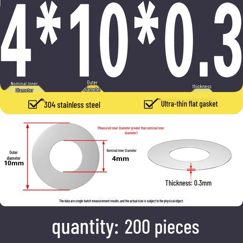 Plochá podložka z nerezové oceli 304 pro nastavení vůle hřídele (0,1/0,2/0,3 mm)