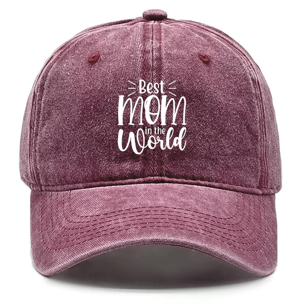 BEST MOM" Print Adjustable Baseball Cap, Mother's Day Flat Cap Vintage-Inspired Sunshade Stylish Curved Brim Snapback Sun Hat