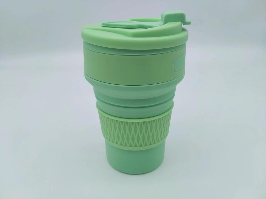 Creative Portable Folding Silicone Coffee Cup with Lid and Custom Logo