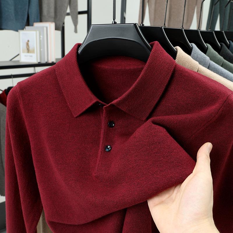 Men s Lapel Collar Versatile Long Sleeve Top M