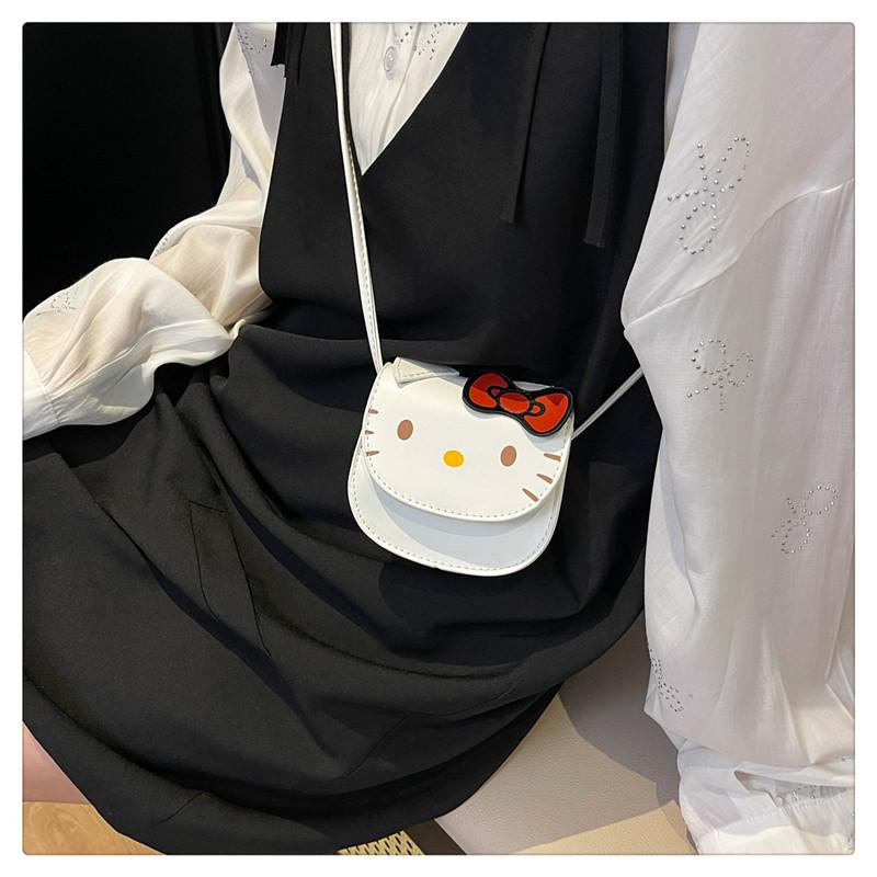 Hello Kitty Mini Bag for Girls Cute Cartoon Cat Shoulder Crossbody Bag Small Square Coin Purse KTB