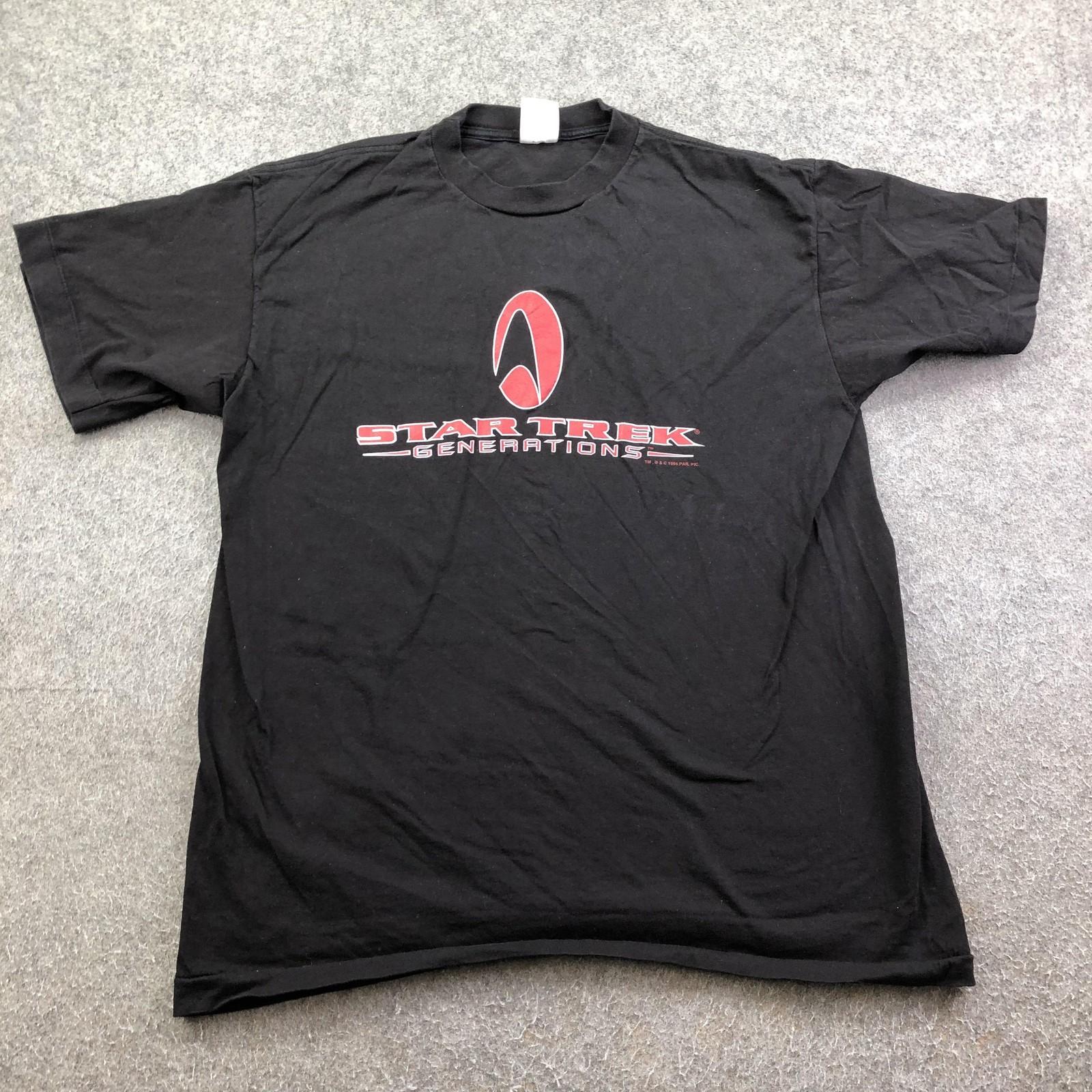 Vintage Star Trek Generations Shirt Mens XL Black Movie Sci-Fi Graphic Tee 90s Unisex T-Shirt S