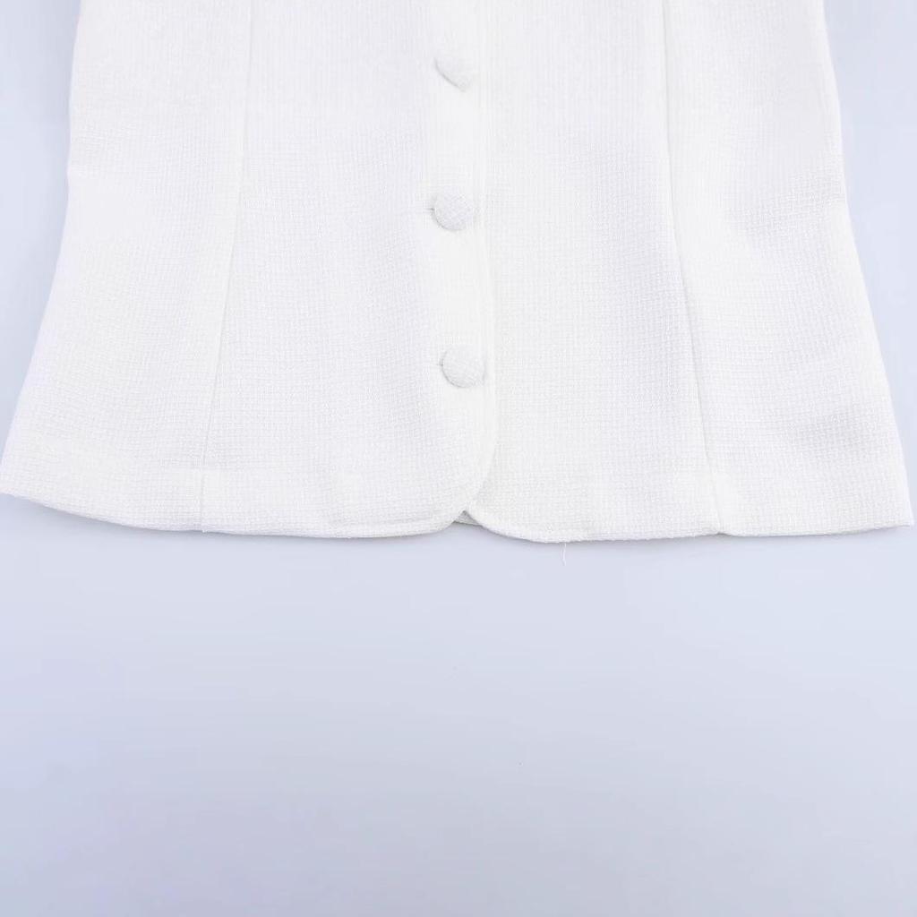 2025 Spring Women's European & American Style Casual Single-Breasted White Blazer