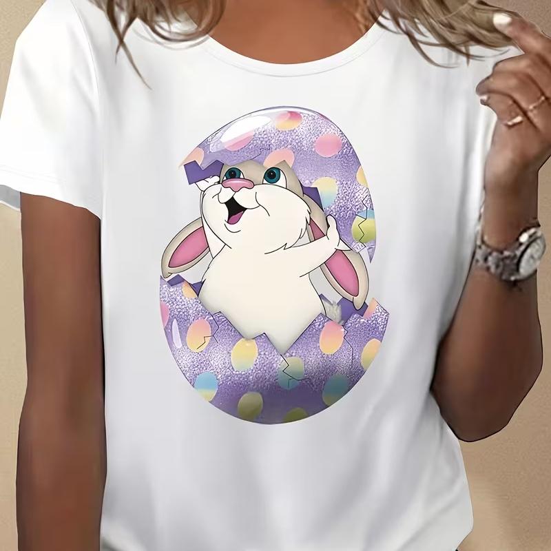 Cute Flower Easter Egg Rabbit Tshirt Fashion Shortsleeved Casual Tshirt Easter Gift Unisex Clothes T Shirt Unisex
