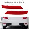 1 Pair Car Rear Bumper Reflector Light Left&Right Red For Peugeot 508 2011-2014
