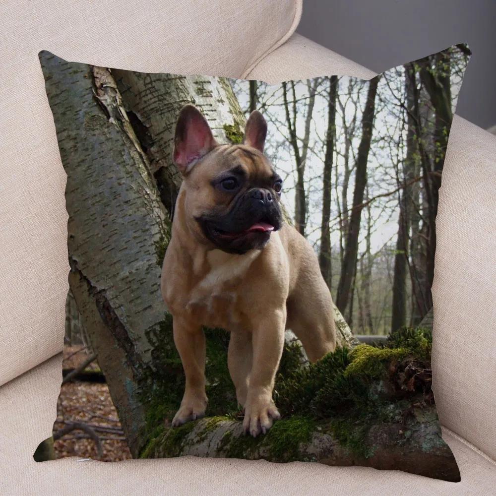 Home Decor Cute Pet Mini French Bulldog Pillowcase Sofa Car Decoration Animal Dog Cushion Cover Printed