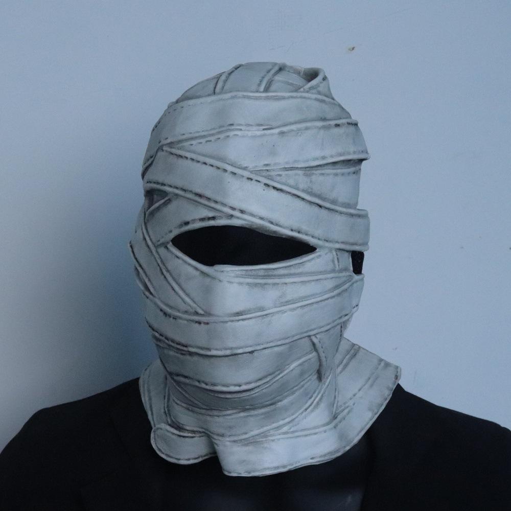 Halloween Horror Mummy Mask Full Face Headgear Performance Prop Funny Party Costume Latex Mask white bandage