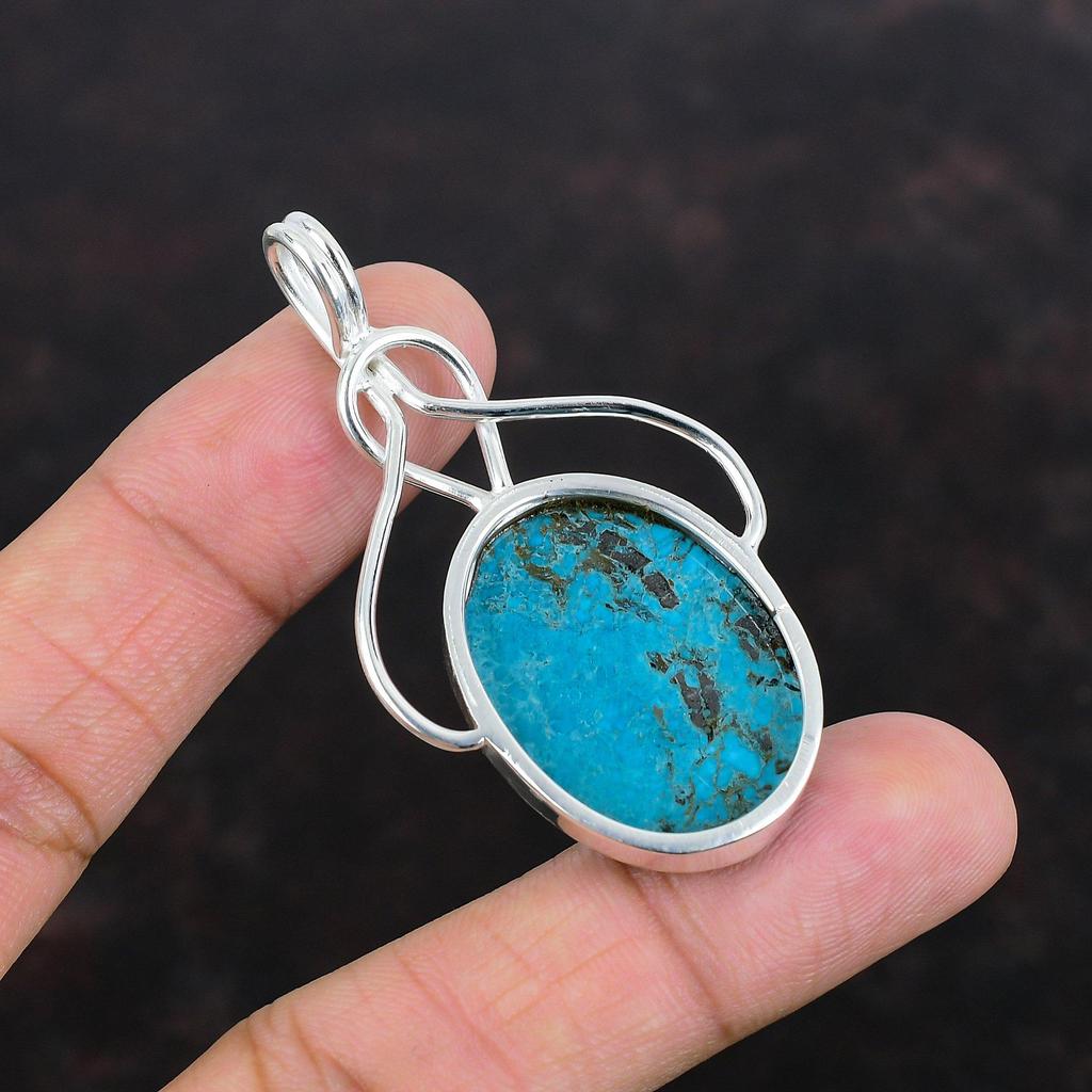 Tibetan Turquoise Pendant Handmade Jewelry Gemstone Pendant 925 Sterling Silver Pendant Elegant Pendant For Gifts Tibetan Turquoise Jewelry
