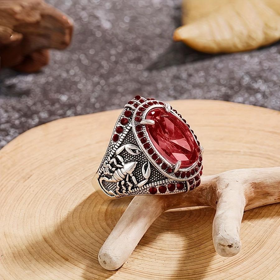 

Новое кольцо в виде скорпиона с красным цирконом, винтажный стиль, мужское модное кольцо, трендовые и не тускнеющие украшения 13#