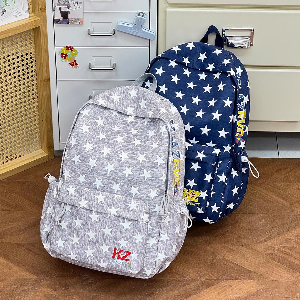 Schoolbag Street Trendy Cool Star School Bag Male and Female Students Fashion Versatile Bag Large Capacity Lightweight Simple Campus Backpack