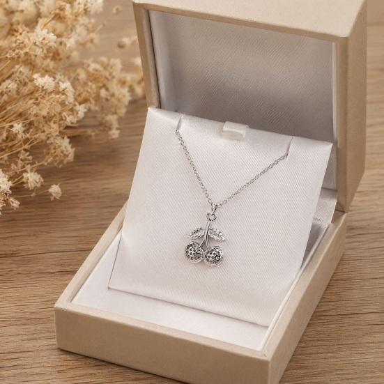 Kirschanhänger Halskette, Niedliche Frucht Halskette für Damen, Zierliche Kirsch Charm Halskette, Modeschmuck Geschenk für Ehefrau Freundin