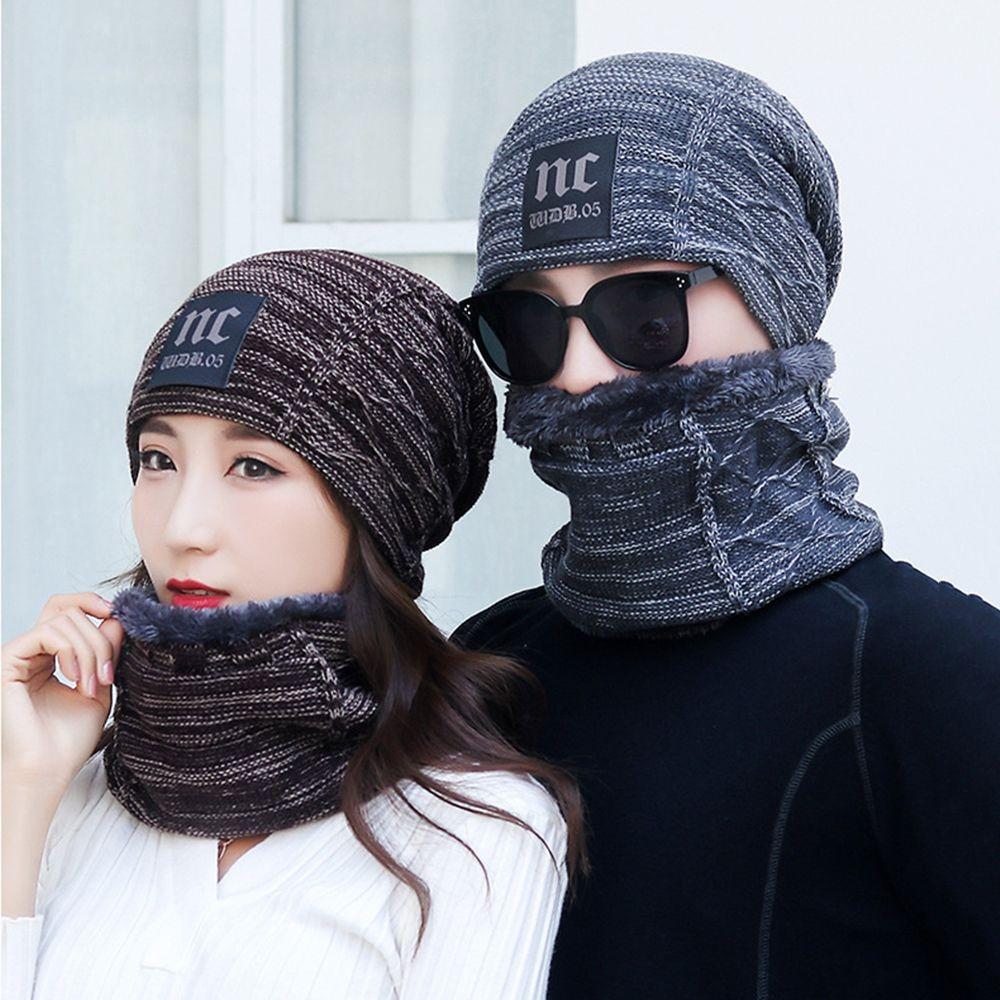 Windproof Pullover Cap Warm Face Shield New Hat Scarf Set  Unisex