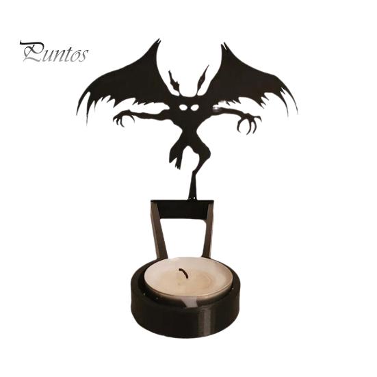 Halloween Candle Holder Metal Tealight Candle Holder with Scary Figure Silhouette Spooky Ghost Tealight Shadow Caster for Indoor Decor