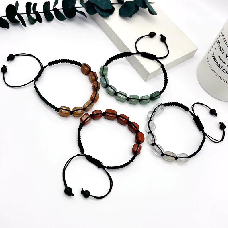 Natural Stone Bracelet - Adjustable Woven Necklace Jewelry with Tiger Eye Stones