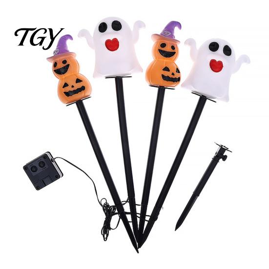 Decorative Solar Powered Lamps 4Pcs/Set Halloween Ghost Stake Light, 4-in-1 Pumpkin with LED Automatic Dusk to Dawn Lights Lights, Waterproof Lamp