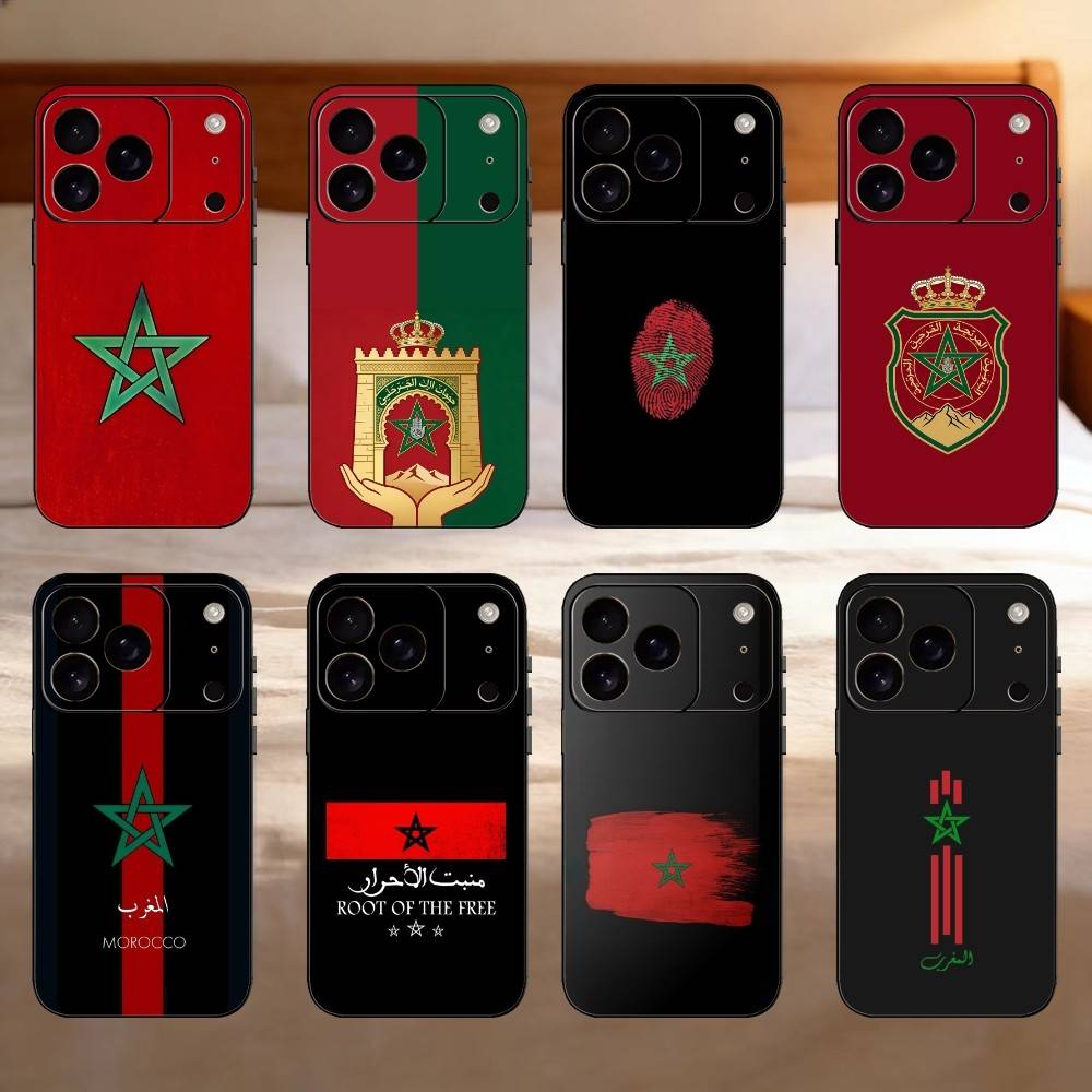 M-Marokko Flagge Handyhülle Für iPhone 17,16,15,14,13,12,11 Plus,Pro Max,SE4Weiche Silikon Schwarze Hülle