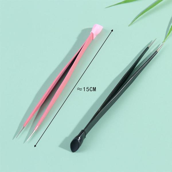 1 Pc Nail Tweezers with Silicone Pressing Head for Sticker Rhinestones Picker Straight Curved Manicuree Nail Art Tool