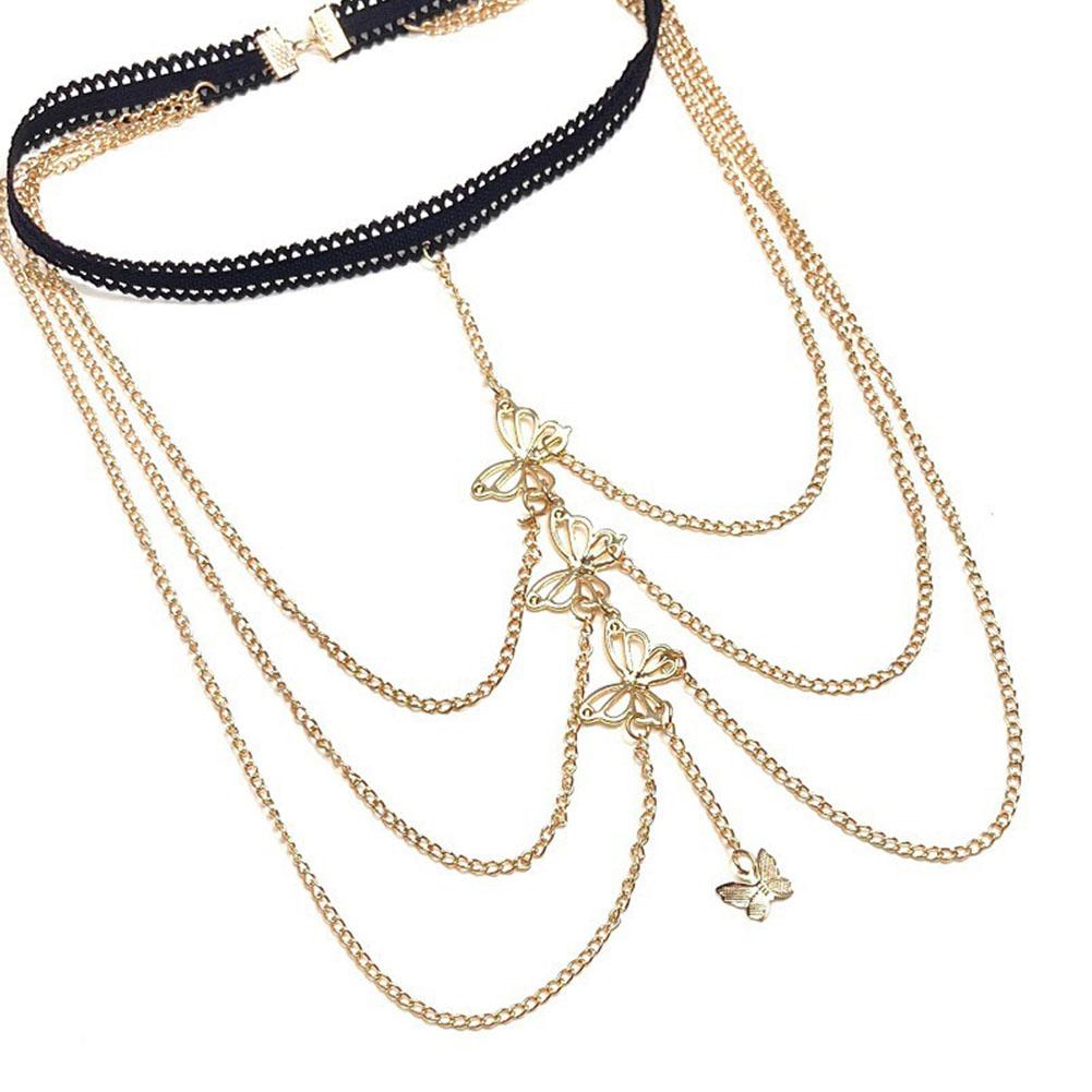 Multi-layered Butterfly Tassel Leg Chain Fashion Versatile Body Accessories Chain Jewelry Craft V4A9