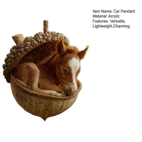 Forest Acorn Animal Ornaments 2D Acrylic Hanging Charm Cute Squirrel Deer Fox Decor for Car Mirror