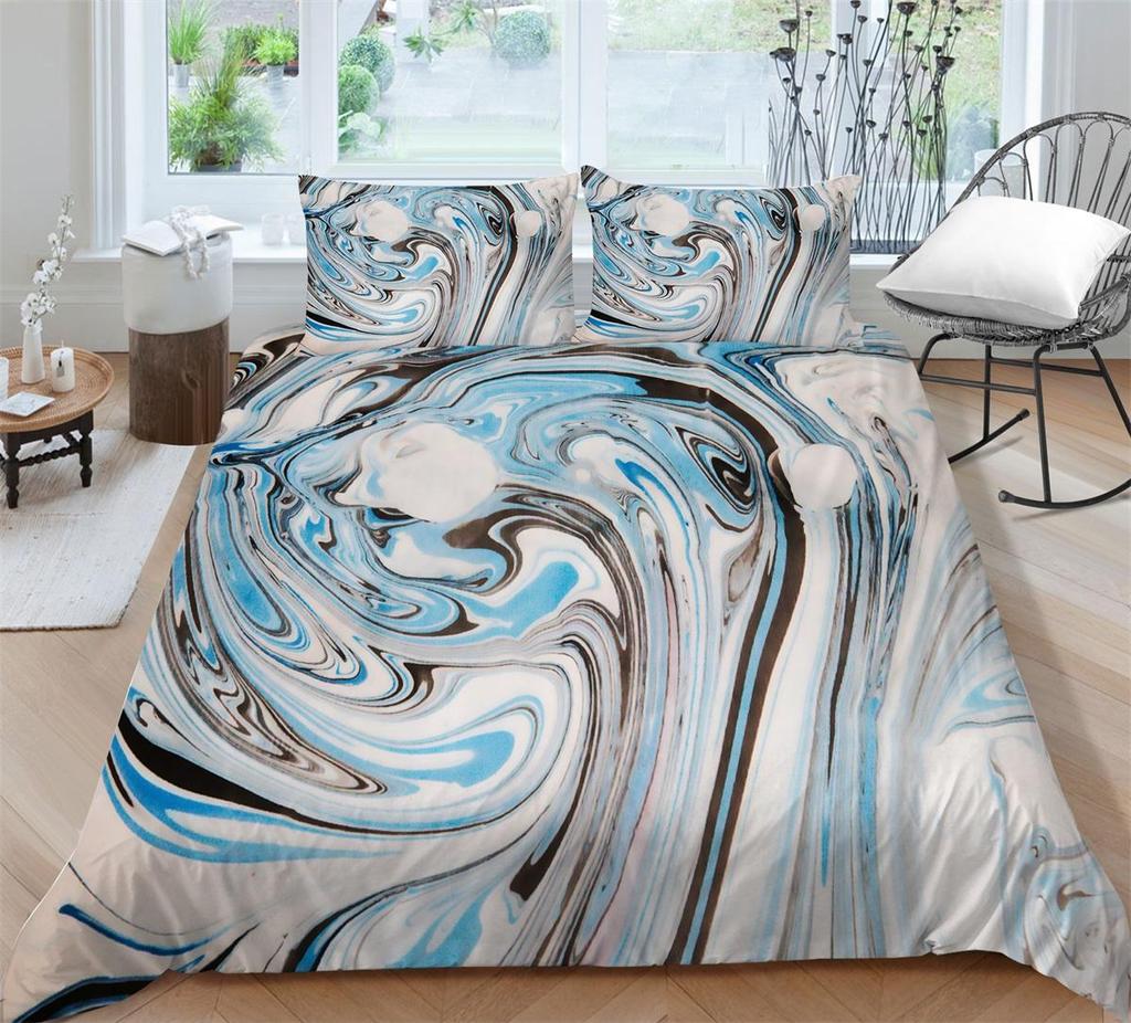 3D Color Halo Printing Bedding Single Double Bed Full Size Quicksand Pattern Pillowcase and Quilt Cover Washable and Comfortable Home Decoration