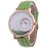 Funny Watch  Rhinestone Designed Round Dial Adjustable Faux Leather Strap Analog Quartz Special Lady Watches AVE