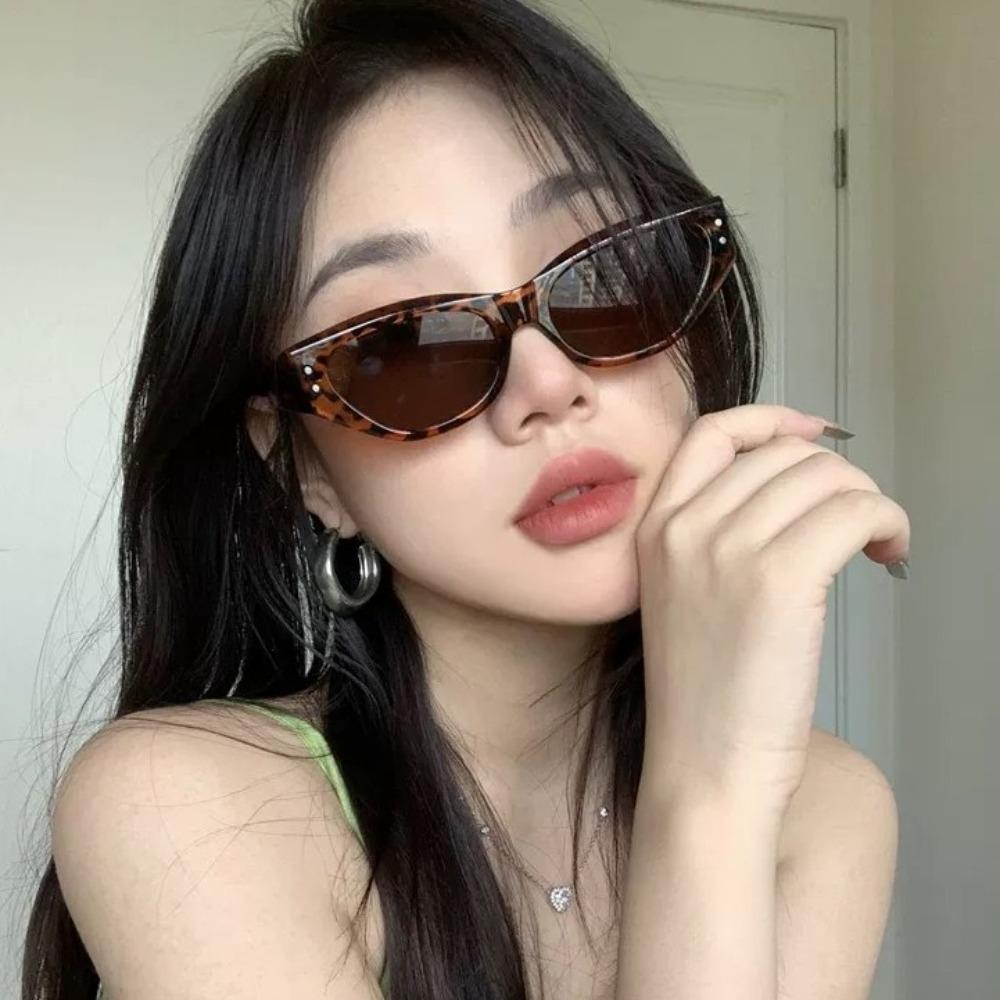 UV400 Cat Eye Sunglasses Rice Nail Outdoor Sport Sunglasses Vintage Rhombus Sunglasses  Streetwear