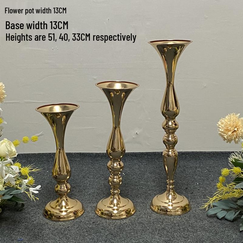 Golden European Iron Art Flower Stand for Wedding Decor and Sign-in Table