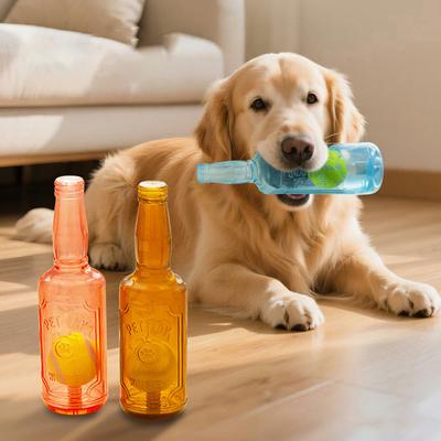 Dog Chew Toy Tennis Ball Squeaky Bottle, Durable Self-Entertaining Pet Toy for Teeth Cleaning & Boredom Relief