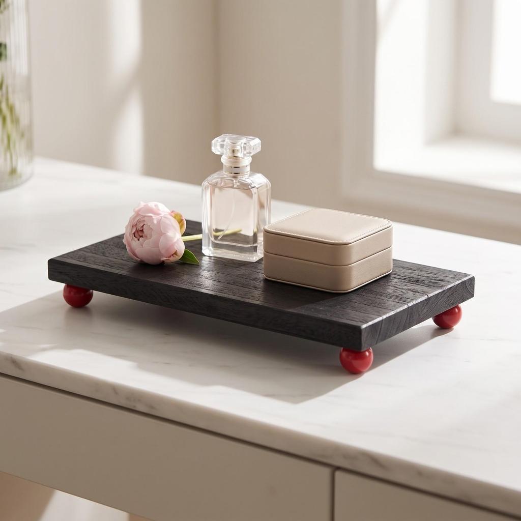 Wooden Tray with Feet Minimalist Decor Smooth for Vanity