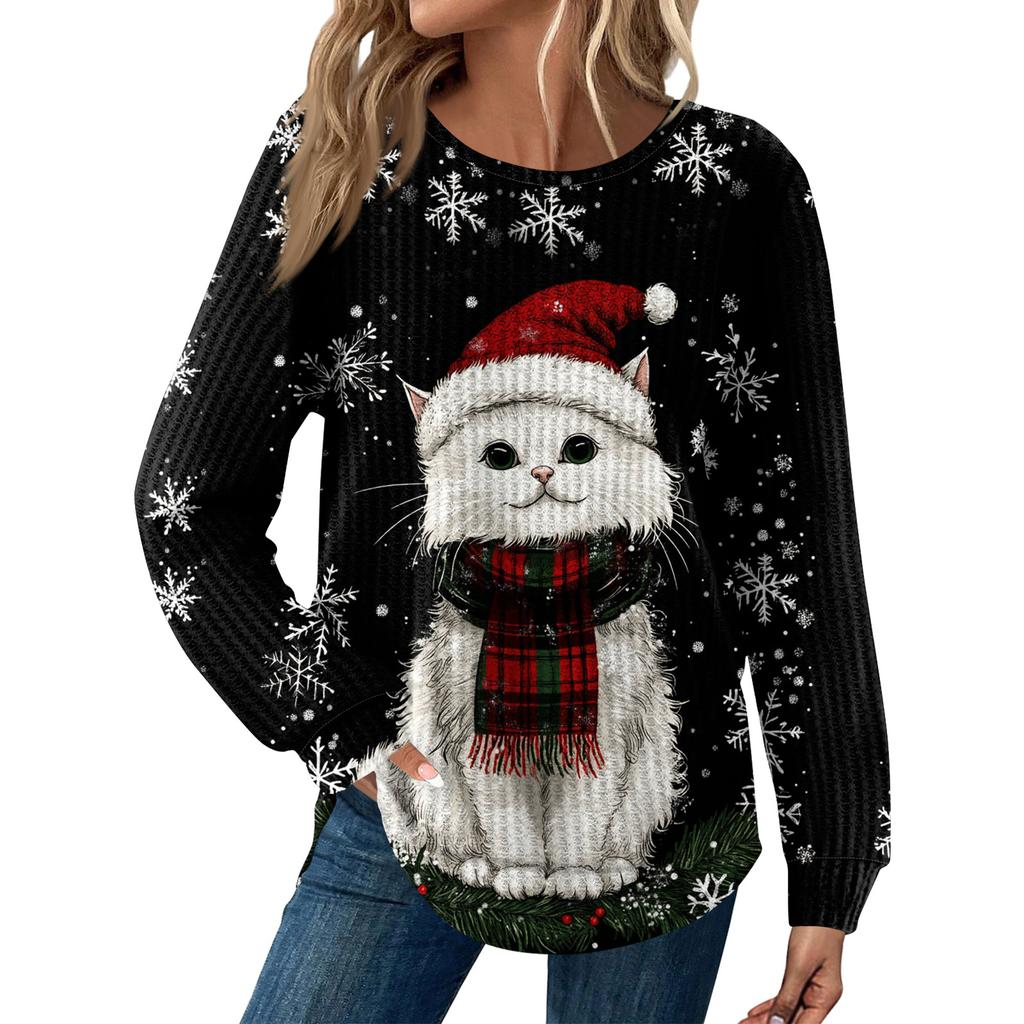 Dámská móda Dlouhý rukáv Vánoční Volný Dlouhý rukáv Kulatý výstřih Ležérní Top