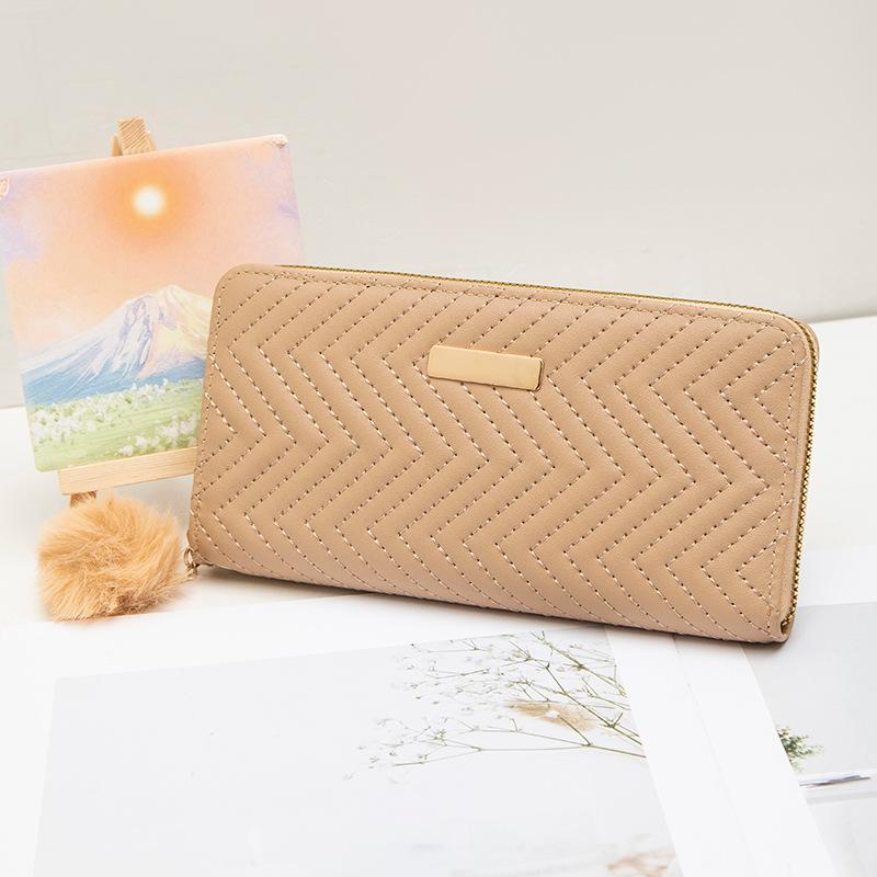Sweet wind twill long wallet new fresh and simple hairball zipper women's clutch bag