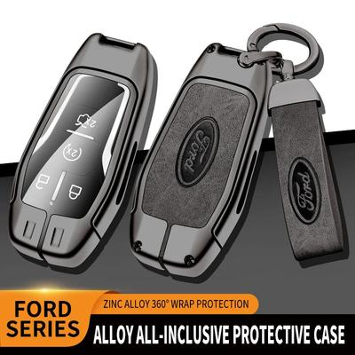 Metalowa skórzana osłona etui na kluczyk samochodowy Ford Fusion Mondeo Mustang F-150 Explorer Edge 2015-2018 Akcesoria ochronne do kluczy samochodowych