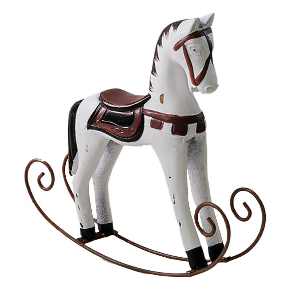 

Rocking Horse Sculpture Wooden Display Ornament Rocking Horse Table Ornament For Cabinet Dining Table Bedroom Nightstand Family белый