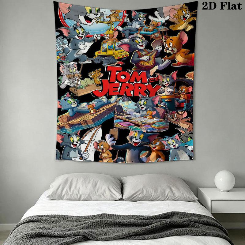 Tom and Jerry A Wall Hanging Printed Fabric Blanket Decorative Tapestries for Bedroom Living Room Home Decor