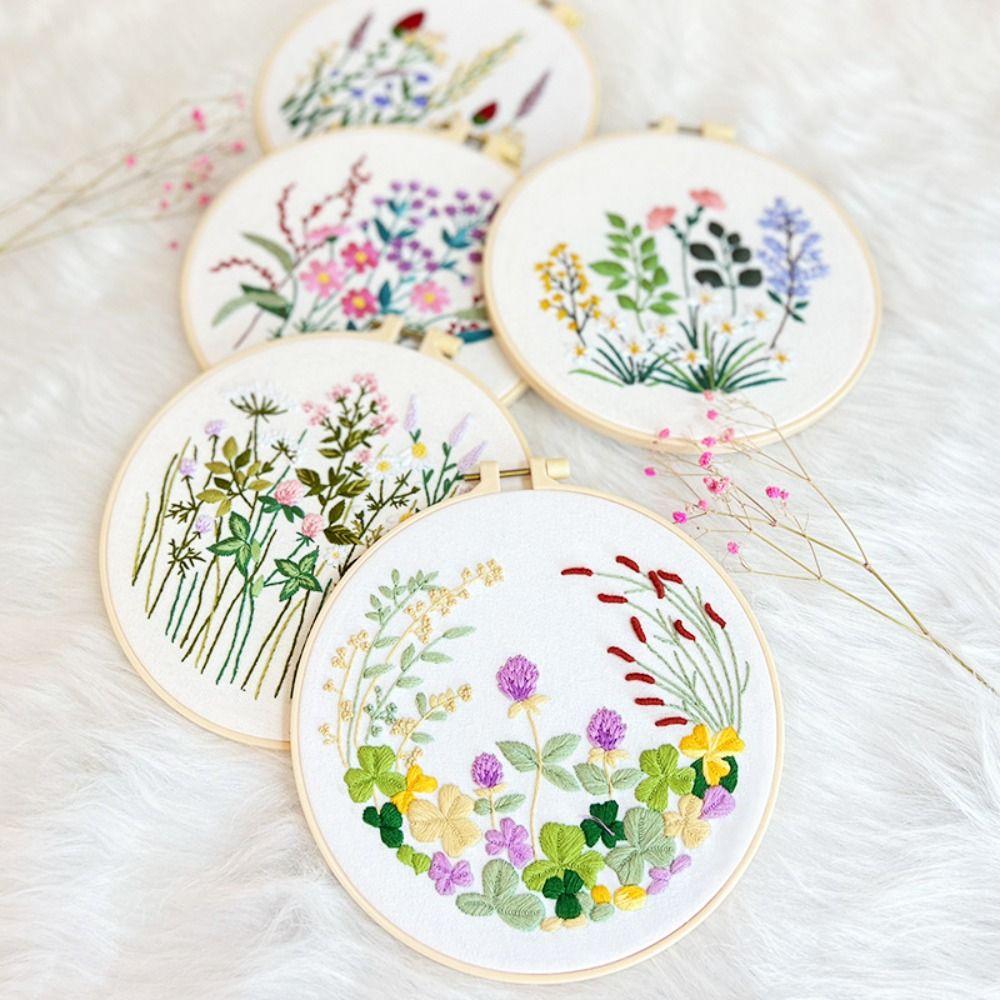 Floral Patterns Flower Embroidery Kit DIY Embroidery Set Home Decor Cross Stitch Set  Beginner