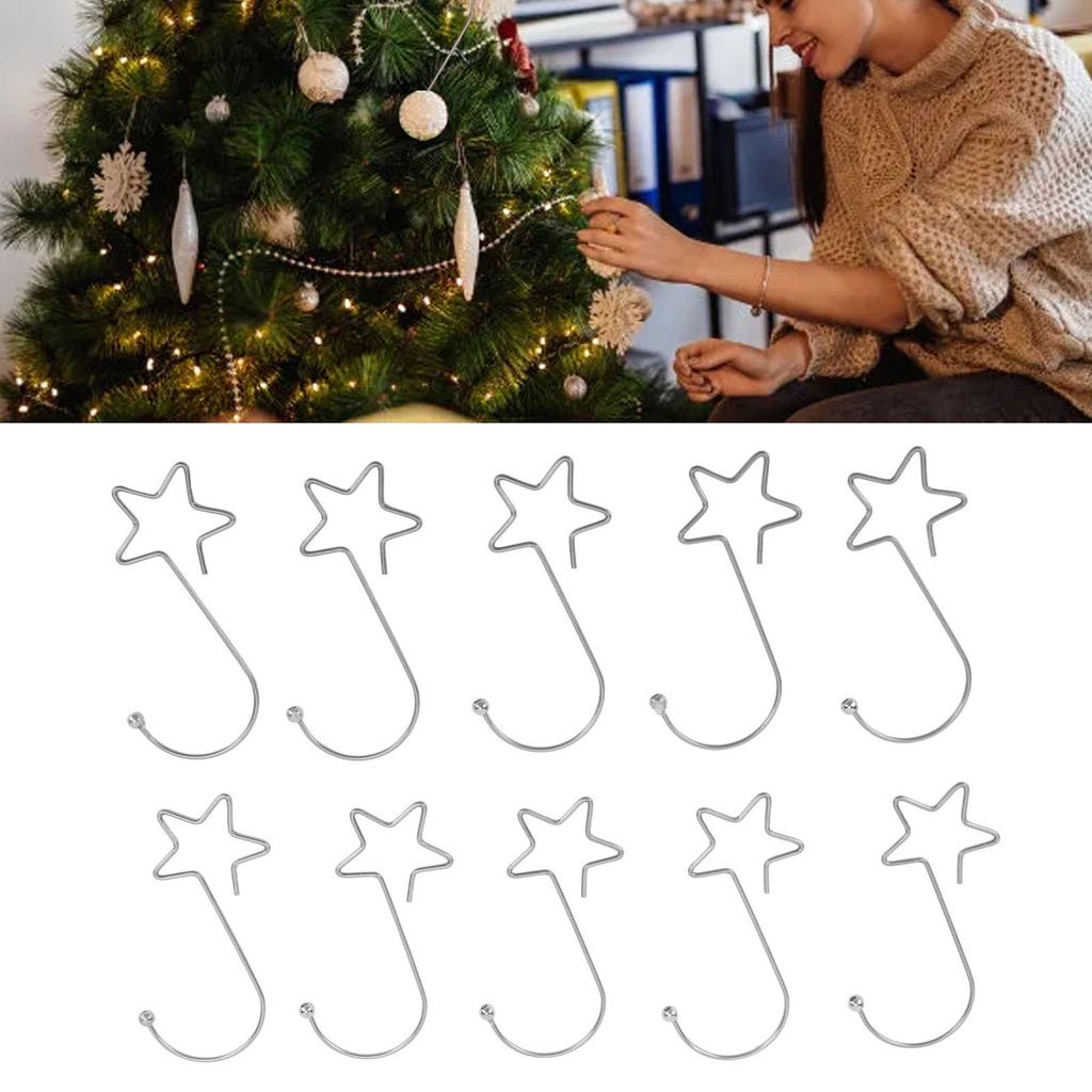 120pcs Star Shaped Christmas Tree Hooks Stainless Steel Decoration Hangers for Easter Halloween Party