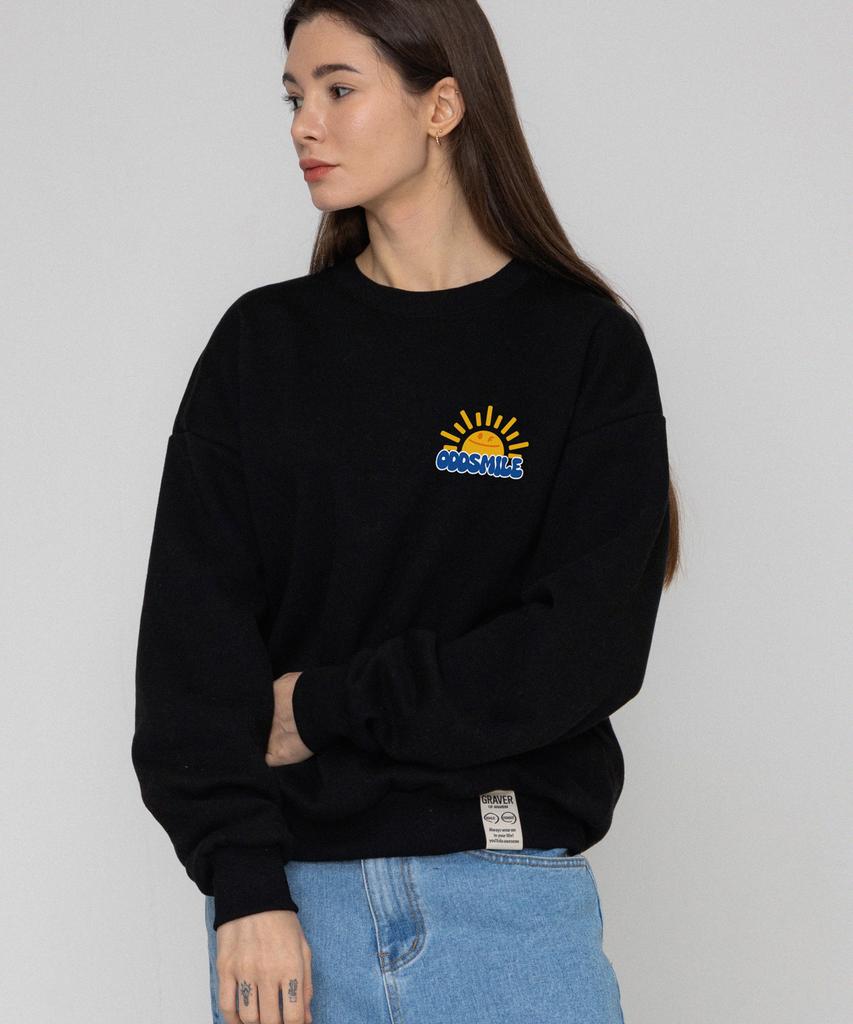 GRAVER [Unisex] Oddsmile Sun Smile Sweatshirt_Black