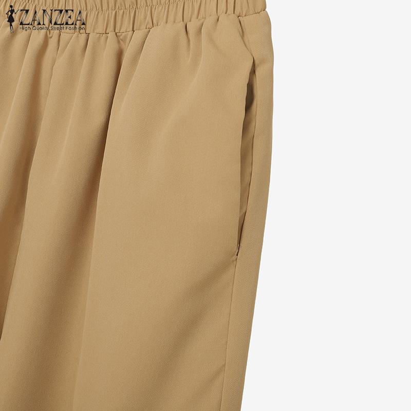 ZANZEA Women 3/4 Sleeve Print Blouse and Pants Casual Two Piece Suit Sets