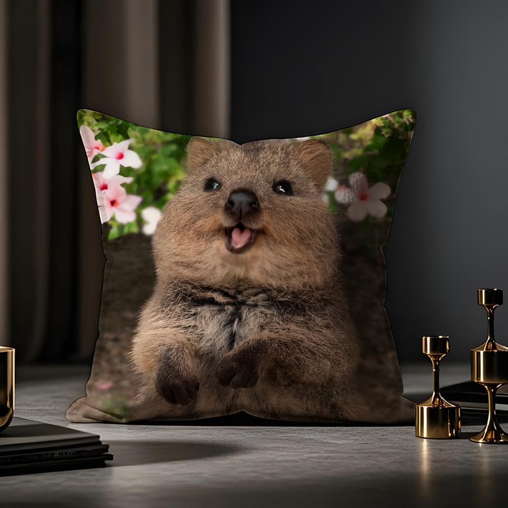 Anime Cute Rock Hyrax Animal Pillow Case Anti-Dustmite Pillowcase Invisible Zipper Silky Short Plush Sofa Cushion Cover