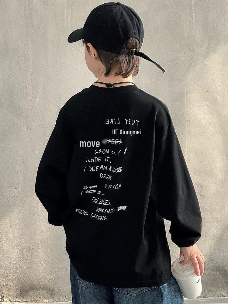 2025 Boys' Comfortable T-Shirt Sweatshirt - Stylish Autumn/Spring Wear for Big Kids